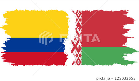 Belarusian and Colombia grunge flags connection vector 125032655