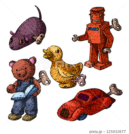 wind up toy set sketch hand drawn vector wind up toy set sketch hand drawn vector 125032677