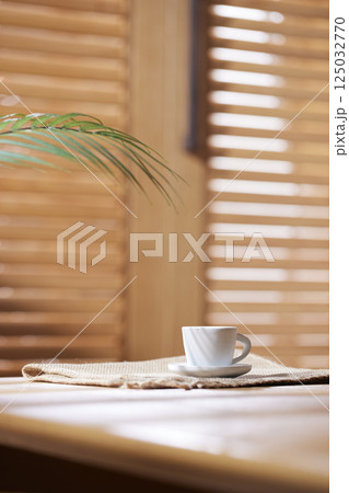 Sunlight and Shadows in a Cozy Wooden Interior. Sunlight and Shadows in a Cozy Wooden Interior. 125032770