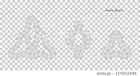 幾何学 抽象 建築 四角形 タイル パターン セット 125032898