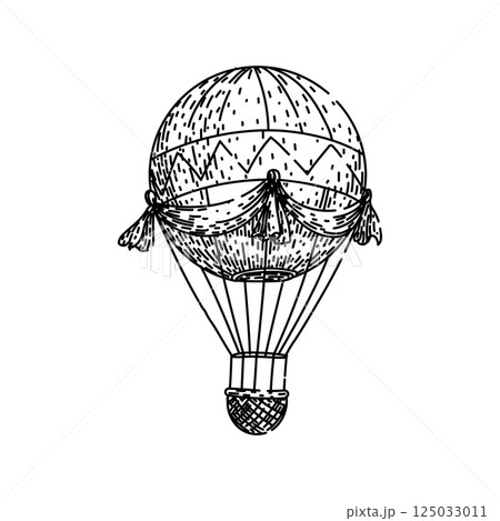 adventure hot air balloon sketch hand drawn vector 125033011