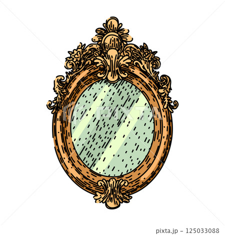 retro vintage mirror sketch hand drawn vector 125033088