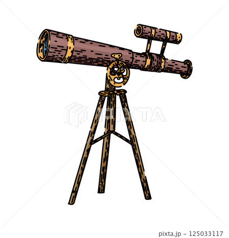 collectible spyglass sketch hand drawn vector 125033117