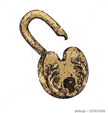 retro padlock vintage sketch hand drawn vector 125033192