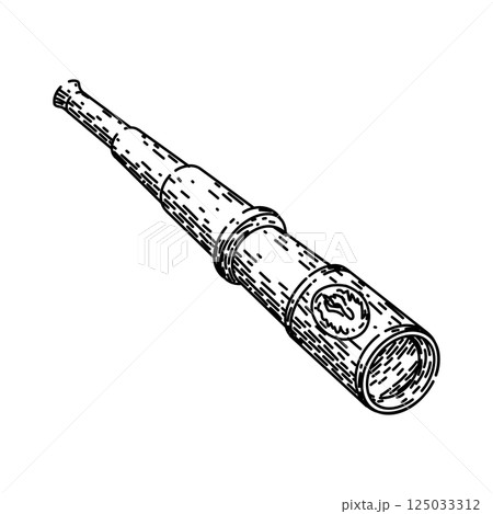 maritime spyglass sketch hand drawn vector 125033312