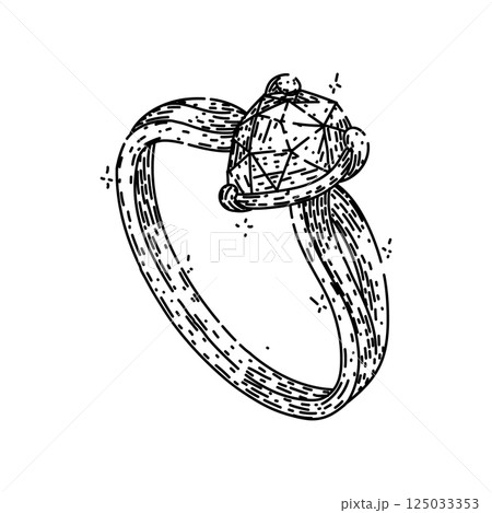 platinum ring jewelry sketch hand drawn vector 125033353