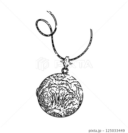 jewelry locket sketch hand drawn vector 125033449