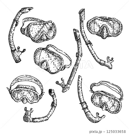 snorkel set sketch hand drawn vector 125033658