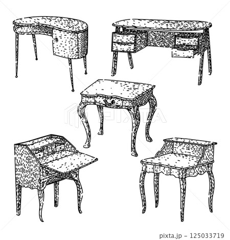 desk set sketch hand drawn vector 125033719