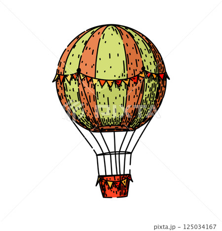 borne hot air balloon sketch hand drawn vector 125034167