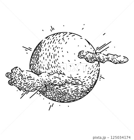 rays sun sketch hand drawn vector 125034174
