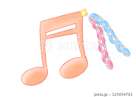 紙飾りの付いた音符 125034781