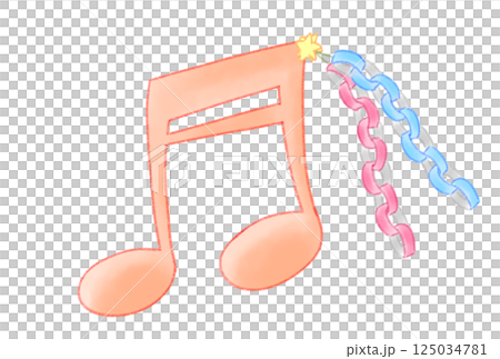 紙飾りの付いた音符 125034781