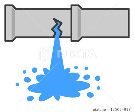 配水管や下水管が点検不足で破裂して漏水するイラスト 125034918