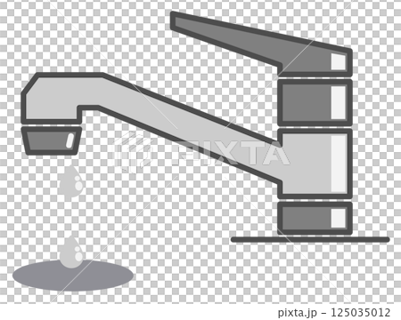 住宅用の水道栓トラブルで水が漏水するイラスト 125035012