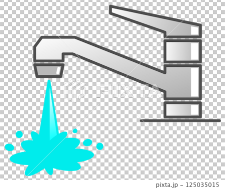 住宅用の水道栓トラブルで水が漏水するイラスト 住宅用の水道栓トラブルで水が漏水するイラスト 125035015