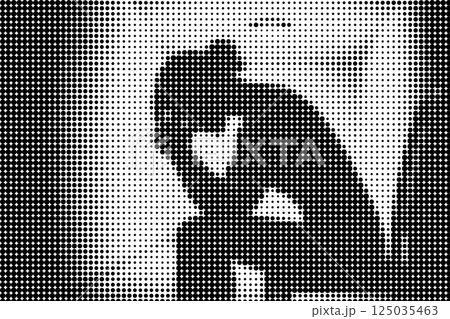Halftone Silhouette of Woman in Distress Concept 125035463
