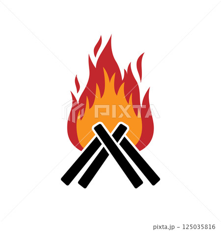 Burning campfire icon. Burning campfire icon. 125035816