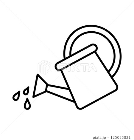 Watering can icon isolated on white. Watering can pouring water. 125035821