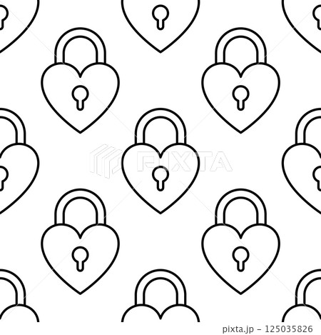 Seamless pattern with heart-shaped padlock icons. Seamless pattern with heart-shaped padlock icons. 125035826