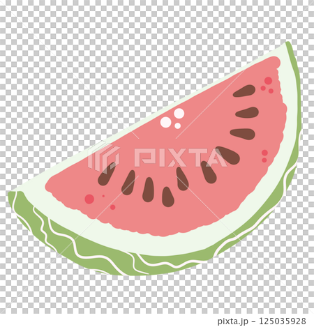 A sliced of watermelon hand drawn clean colorful illustration perfect for summer fruit designs, market, dessert gifts, greeting cards, print, textile A sliced of watermelon hand drawn clean colorful illustration perfect for summer fruit designs, market, dessert gifts, greeting cards, print, textile 125035928