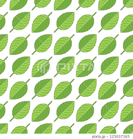Pixel leaf seamless pattern. Vector eco background pixel art for 8-bit video game. 125037165