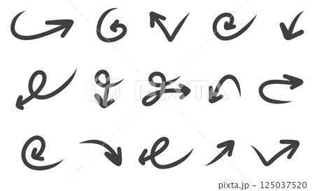 Various hand-drawn arrows illustrate direction and movement creatively 125037520