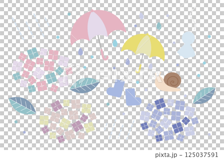 梅雨と雨の日のイラストセット 125037591