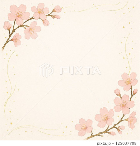 桜の花を用いて春を表現した背景素材 125037709