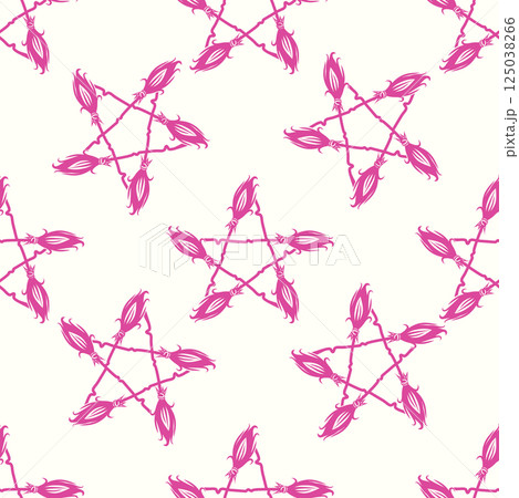 Silhouettes Magic symbols seamless pattern, with magical elements such as snake, eye, tarot cards, hand, skull. Witchcraft theme symbols and elements 125038266