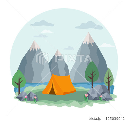 snowy mountain landscape scene vector illustration snowy mountain landscape scene vector illustration 125039042