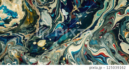 A deep and mysterious blend of dark colors with flowing lines creating an enigmatic and intriguing abstract artwork 125039162