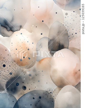 Elegant abstract watercolor art with fluid gray, brown, and contrasting tonal spots 125039165