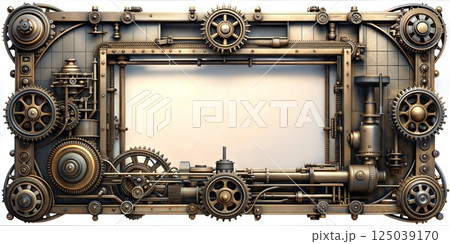 Steampunk Chamber with Elaborate Window Design 125039170