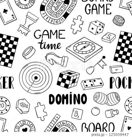 Board games seamless pattern. Accessories for...のイラスト素材 [125039447] - PIXTA