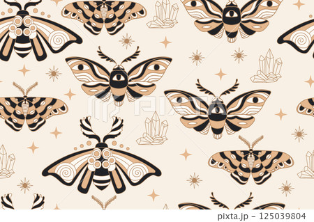 Seamless celestial esoteric pattern boho vector illustration 125039804