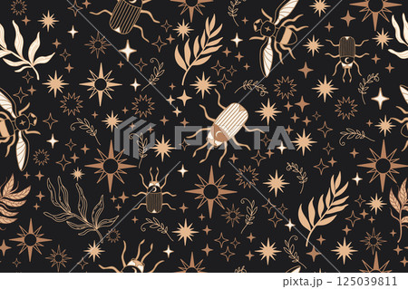 Seamless celestial esoteric pattern boho...のイラスト素材 [125039811] - PIXTA