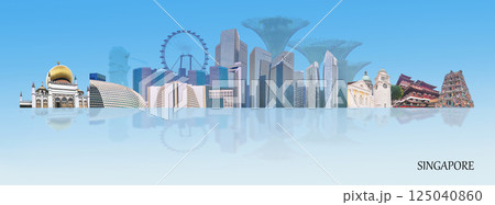 Contemporary art collage or creative design from Singapore travel images 125040860