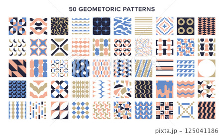50種類の幾何学模様のシームレスパターン 125041186