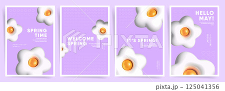 Minimal lavender spring posters with white flower blooms, orange centers, and clean 3d layouts for seasonal ads, modern branding, and floral celebration design Minimal lavender spring posters with white flower blooms, orange centers, and clean 3d layouts for seasonal ads, modern branding, and floral celebration design 125041356