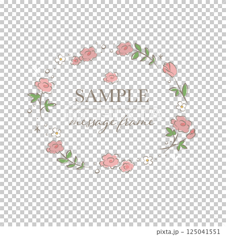 ピンク色の花のフレームイラスト 125041551
