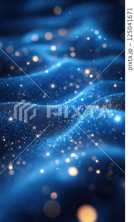 Abstract lines create a peaceful atmosphere with soft blue and white bokeh light spots 125041671