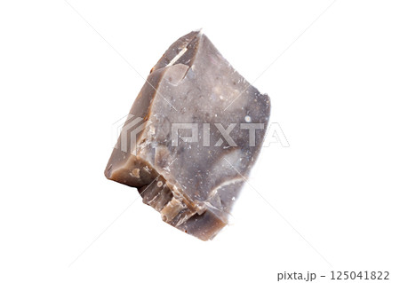 Flint mineral stone in the rock on a white background Flint mineral stone in the rock on a white background 125041822
