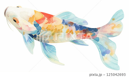水彩で描かれたカラフルな鯉 125042693