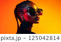 Beauty stylish portrait of fashion young African woman with sunglasses, beautiful trendy model 125042814