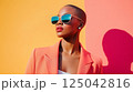 Beauty stylish portrait of fashion young African woman with sunglasses, beautiful trendy model 125042816
