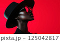 Beauty stylish portrait of fashion young African woman in hat, beautiful trendy model 125042817