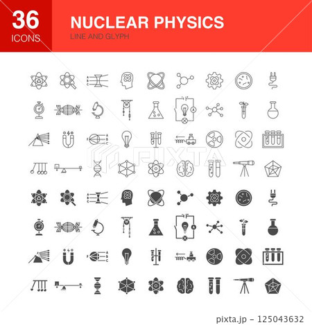 Nuclear Physis Line Web Icons Nuclear Physis Line Web Icons 125043632
