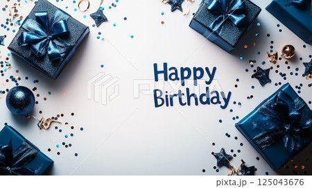 A sleek and elegant "Happy Birthday" message rendered in solid dark red text against a luxurious gold-white background. Generative AI A sleek and elegant "Happy Birthday" message rendered in solid dark red text against a luxurious gold-white background. Generative AI 125043676