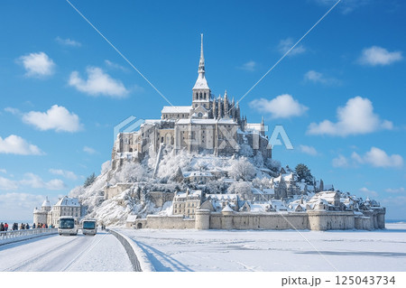 モンサンミッシェル 雪景色 モンサンミッシェル 雪景色 125043734